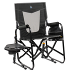 Patented Spring-Action Stowaway Rocker with Side Table - Choice 253 - Freestyle Rocker Portable Outdoor Folding Chair - Dark Charcoal