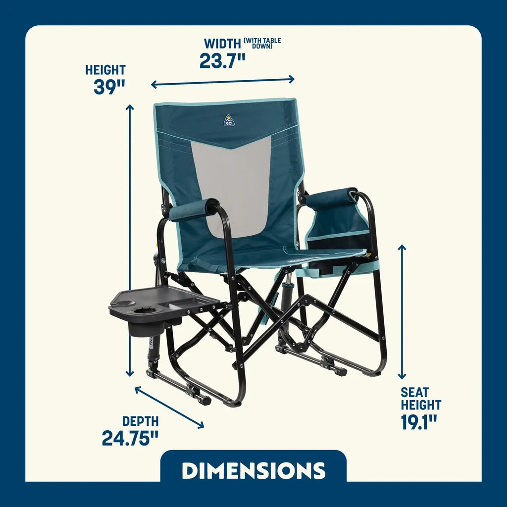 Patented Spring-Action Stowaway Rocker with Side Table - Choice 253 - Freestyle Rocker Portable Outdoor Folding Chair Detail