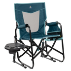 Patented Spring-Action Stowaway Rocker with Side Table - Choice 253 - Freestyle Rocker Portable Outdoor Folding Chair - Teal