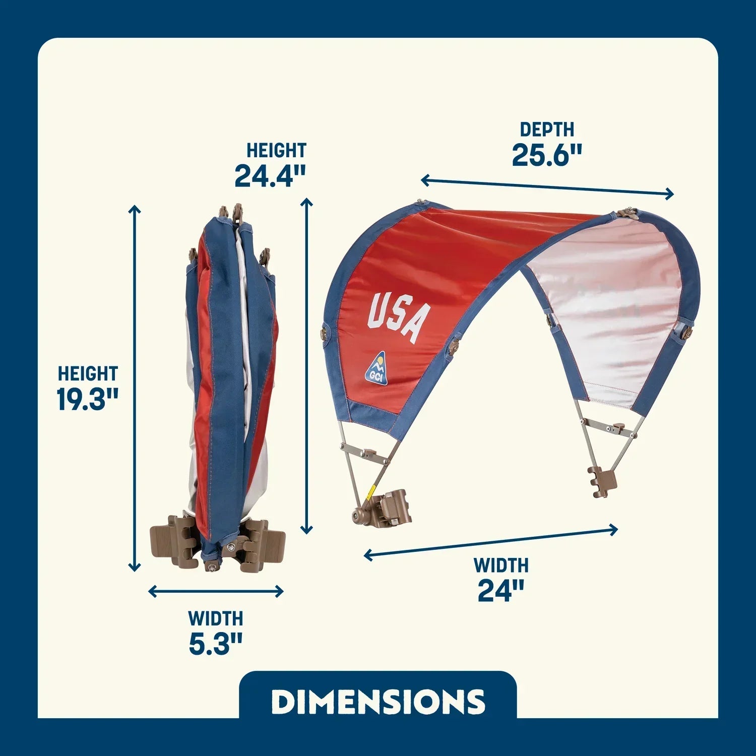 Portable Canopy SunShade Accessory - USA Anniversary Deluxe - Choice 917 - Portable Beach Canopy with Adjustable Shade Angle Detail